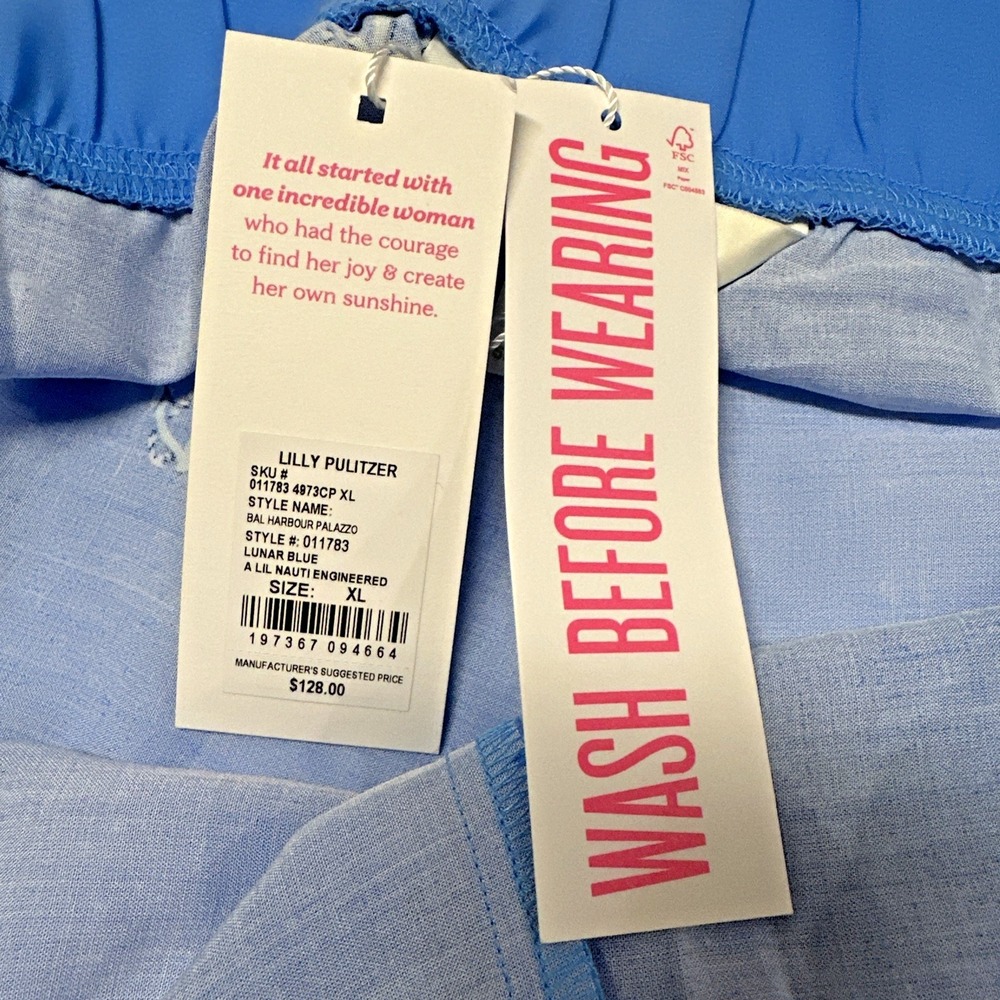Lilly Pulitzer Size XL Bal Harbour Palazzo Pants Lunar Blue A Lil Nauti Engineer - Picture 8 of 13